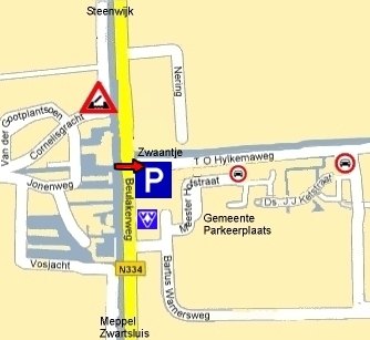 plan de route parking Zwaantje Giethoorn